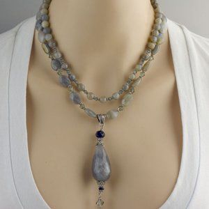 Labradorite & Swarovski Crystal Necklace Set